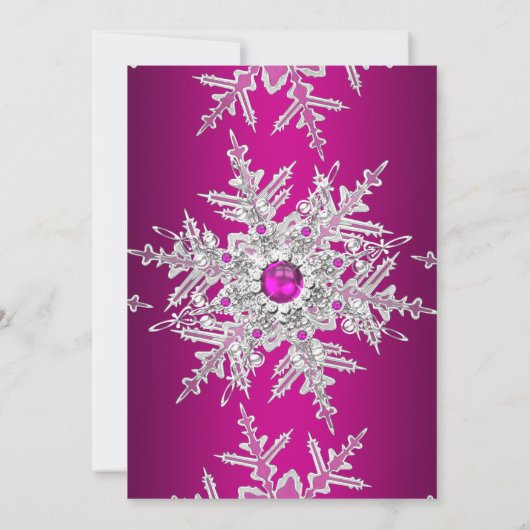 Hot-roze kerstfeest Crystal Snowflake Kaart (Achterkant)