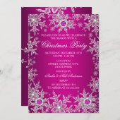 Hot-roze kerstfeest Crystal Snowflake Kaart (Voorkant / Achterkant)