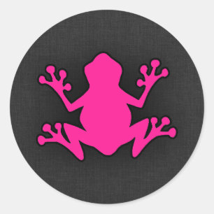 Hot-roze kikker ronde sticker