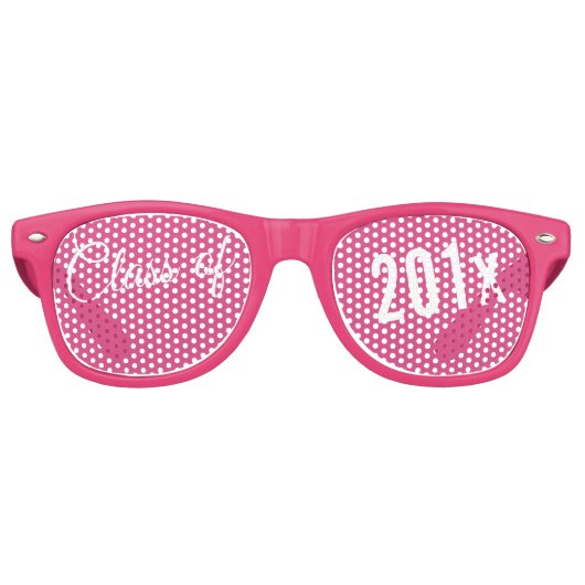 Hot-roze - Klasse met aangepast jaar en middelbare Retro Zonnebril (Voorkant)
