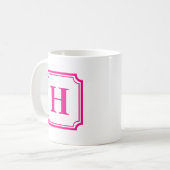 Hot-Roze Klassieke grenzen Aangepast monogram Koffiemok (Voorkant links)