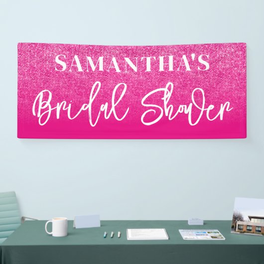 Hot-roze kleurenblok Glitter-Vrijgezellenfeest Spandoek (Beurs)