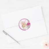Hot-roze kleurenplasma-huwelijk ronde sticker (Envelop)