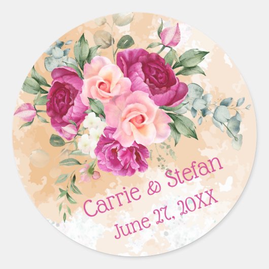 Hot-roze kleurenplasma-Stickers voor kleine ronde  Sticker (Voorkant)