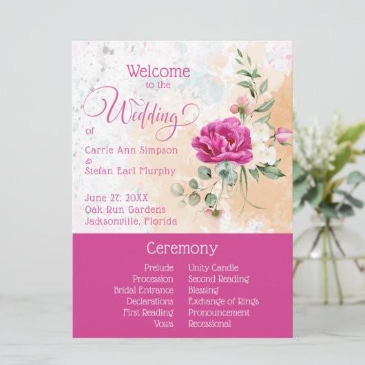 Hot-roze kleurenplasma-weddenschap kaart (Staand voorkant)