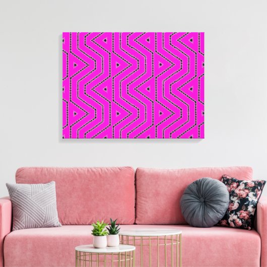 Hot-roze kleurenzwart, grafisch ontwerper canvas afdruk (Insitu (Woonkamer))