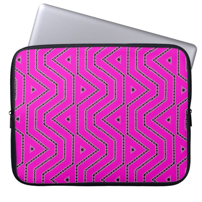 Hot-roze kleurenzwart, grafisch ontwerper laptop sleeve (Voorkant)