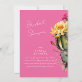 Hot roze kleurrijke cactus bruids douche uitnodigi kaart (Voorkant)