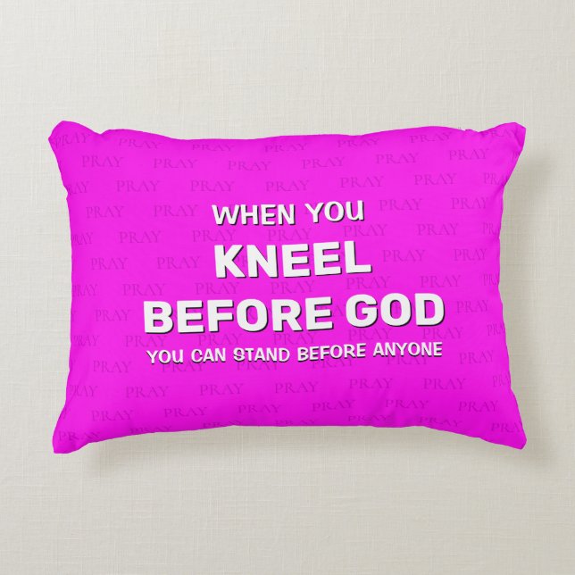Hot-roze KNEEL VÓÓR GOD Prayer Accessoire Pillow Accent Kussen (Voorkant)