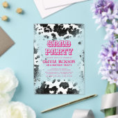 Hot Roze Koe Print Western Afstuderen Acryl Uitnodigingen (Insitu (Huwelijk))