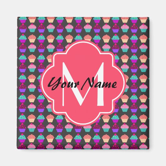 Hot-roze koekjes Persoonlijke naam, Monogram Magneet (Voorkant)