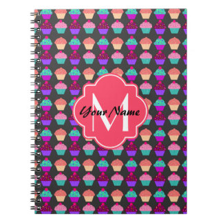 Hot-roze koekjes Persoonlijke naam, Monogram Notitieboek