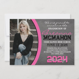 Hot roze krijtbord Afstuderen foto bekendmaking Kaart