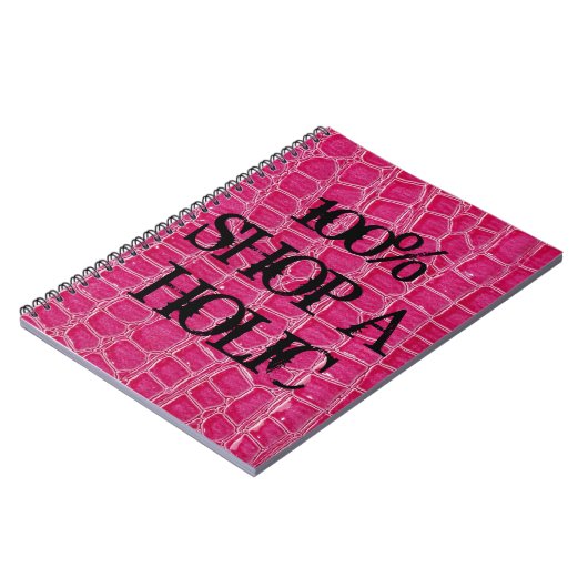 Hot-roze krokodille Huid Faux Spiral notebook Notitieboek (Linkerzijde)