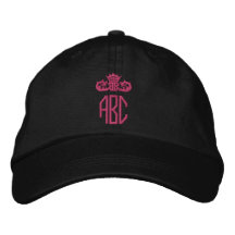 Hot-roze kroongeborduurd Pet Monogram zwart Pet