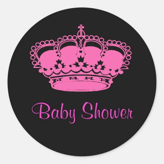 Hot roze kroonprinses Baby shower Stickers (Voorkant)