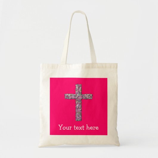 hot-roze kruis tote bag (Voorkant)