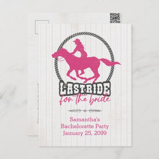 Hot-roze laatste rij voor het bride Briefkaart (Voorkant / Achterkant)