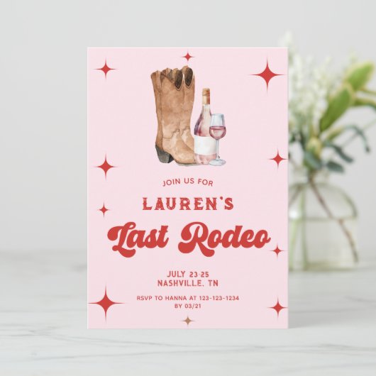 Hot roze laatste rodeo cowgirl bachelorette kaart (Staand voorkant)