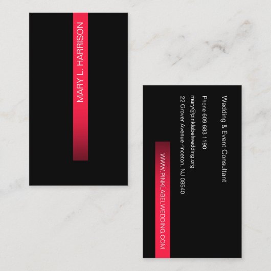 Hot-roze label op zwart minimalistisch generiek (Voorkant / Achterkant)