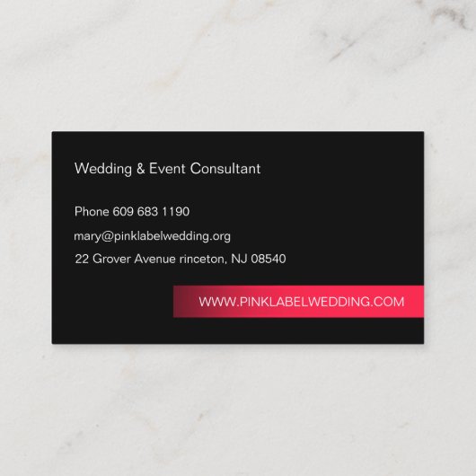 Hot-roze label op zwart minimalistisch generiek (Achterkant)