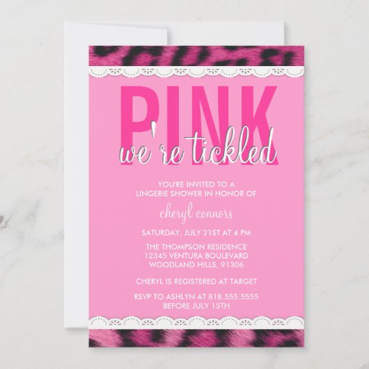 Hot-roze lade Shower-uitnodiging Kaart (Voorkant)