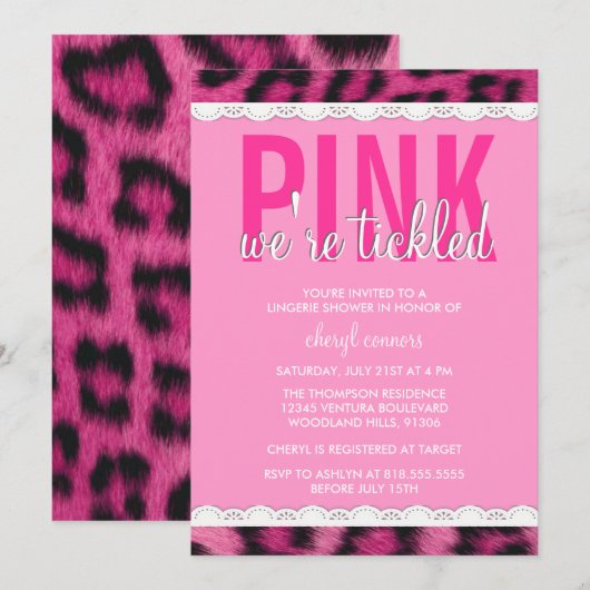 Hot-roze lade Shower-uitnodiging Kaart (Voorkant / Achterkant)