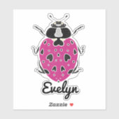 Hot-roze Ladybug met naamgevingsSticker Sticker (Vel)