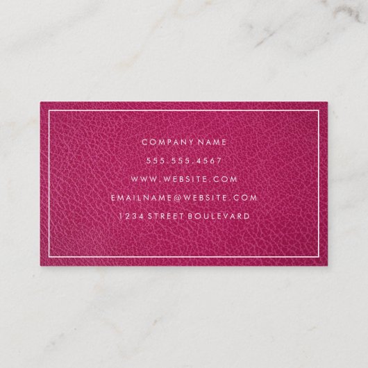 Hot-roze leder | Grens Visitekaartje (Achterkant)