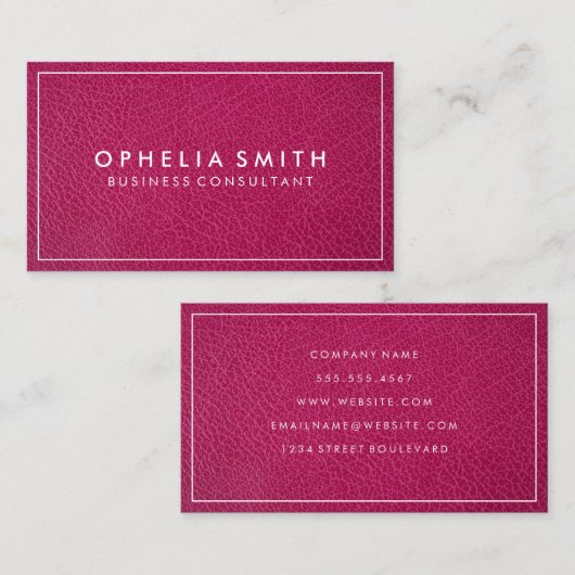 Hot-roze leder | Grens Visitekaartje (Voorkant / Achterkant)