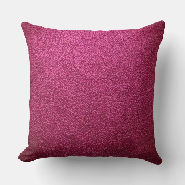 Hot-roze leder kussen (Voorkant)