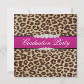 Hot-roze leopard Graduation Party Kaart (Voorkant)