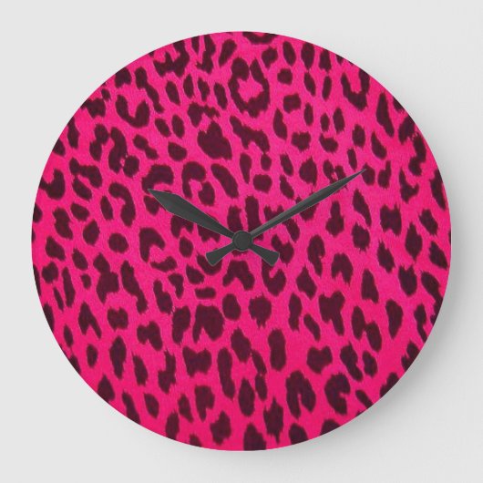 Hot-roze leopard printplaat grote klok (Voorkant)