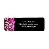 Hot-roze leopard printplaat, lintbogen, grafisch etiket (Voorkant)