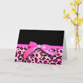 Hot-roze leopard printplaat, lintbogen, grafisch kaart (Gele Bloem)