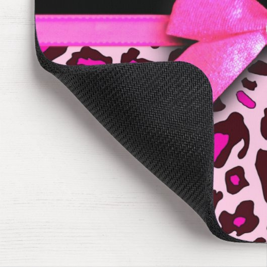 Hot-roze leopard printplaat, lintbogen, grafisch muismat (Hoek)