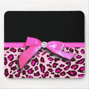 Hot-roze leopard printplaat, lintbogen, grafisch muismat
