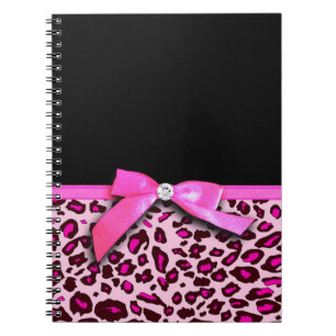 Hot-roze leopard printplaat, lintbogen, grafisch notitieboek