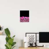 Hot-roze leopard printplaat, lintbogen, grafisch poster (Thuiskantoor)