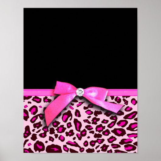 Hot-roze leopard printplaat, lintbogen, grafisch poster (Voorkant)