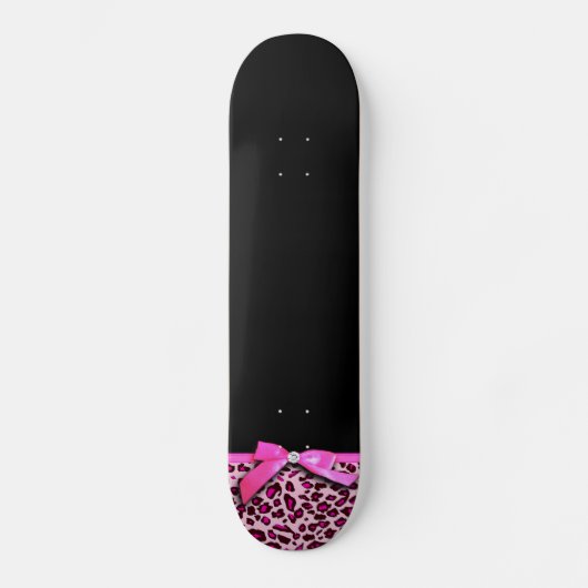 Hot-roze leopard printplaat, lintbogen, grafisch skateboard (Voorkant)