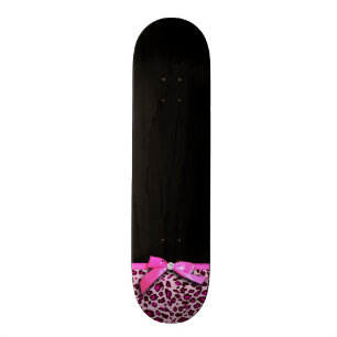 Hot-roze leopard printplaat, lintbogen, grafisch skateboard
