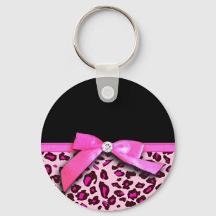 Hot-roze leopard printplaat, lintbogen, grafisch sleutelhanger
