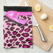 Hot-roze leopard printplaat, lintbogen, grafisch theedoek (Quarter Fold)