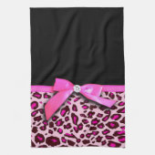 Hot-roze leopard printplaat, lintbogen, grafisch theedoek (Verticaal)