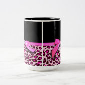 Hot-roze leopard printplaat, lintbogen, grafisch tweekleurige koffiemok (Center)