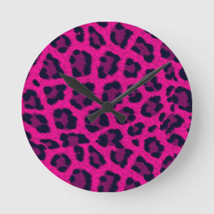 Hot-roze leopard printplaat ronde klok