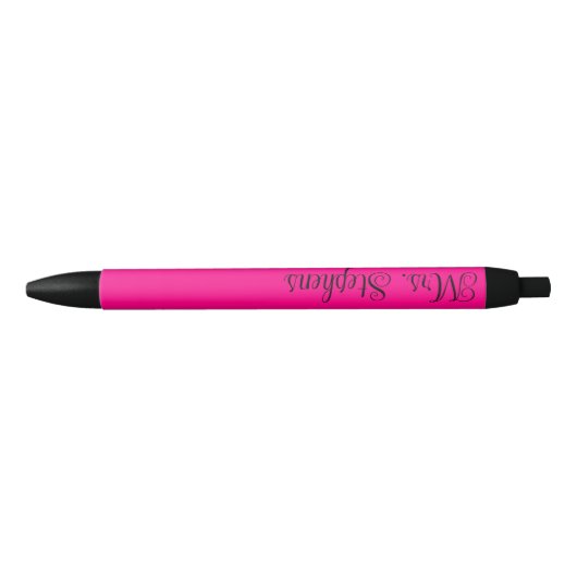 Hot roze leraar naam zwarte inkt pen (Voorkant)