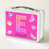 Hot roze letter e monogram meisje terug naar schoo (Achterkant)