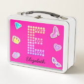 Hot roze letter e monogram meisje terug naar schoo (Voorkant)